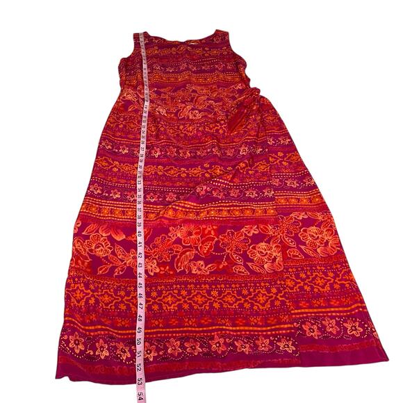 R&K Originals Maxi Dress Red Faux Wrap Sleeveless Tropical Floral Size 14 Y2K - Picture 15 of 15